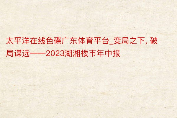 太平洋在线色碟广东体育平台_变局之下, 破局谋远——2023湖湘楼市年中报